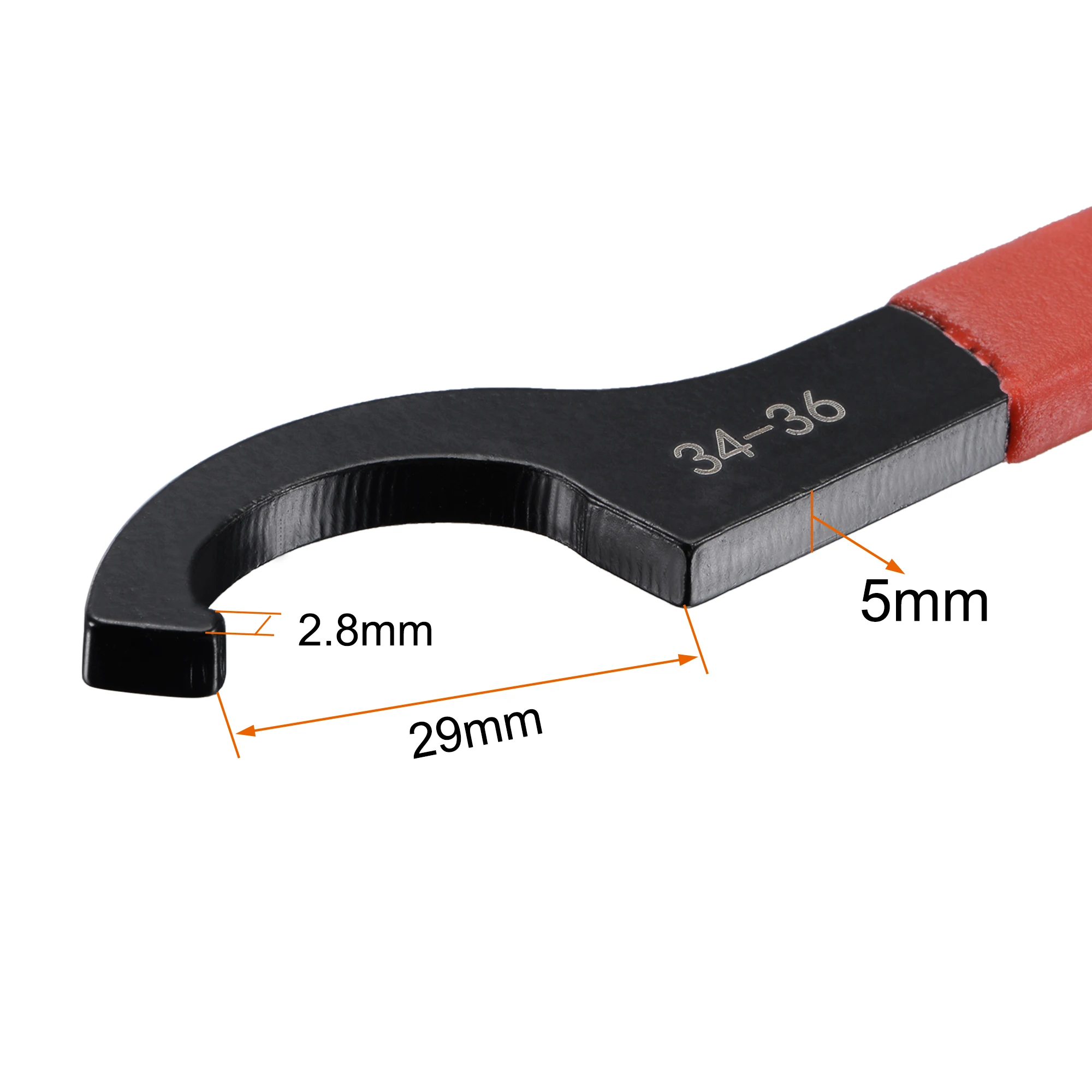 Uxcell C Haken Schraubenschlüssel Spannzange für 34-36mm Runde Mutter, mit Red Non-slip Griff 2 stücke