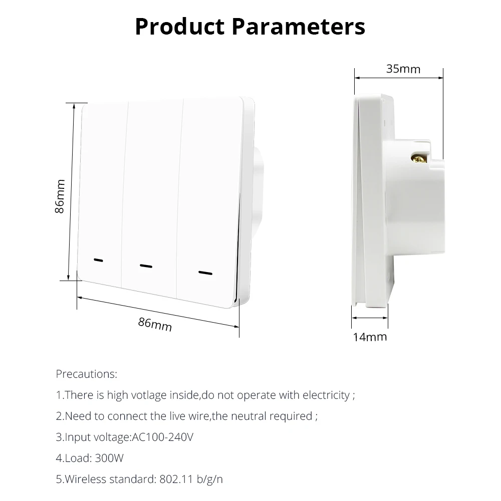 Zemismart Zigbee 3.0  EU Push Switches One Two Three Gangs Wall Light Switch Compatible with SmartThings Hub APP Phone