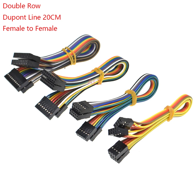 5PCS 20CM double row DUPONT LINE DUPONT connector plug with wire jumper cable 2.54MM 2*2/3/4/5/6/7/8/9/10 PIN P female to female