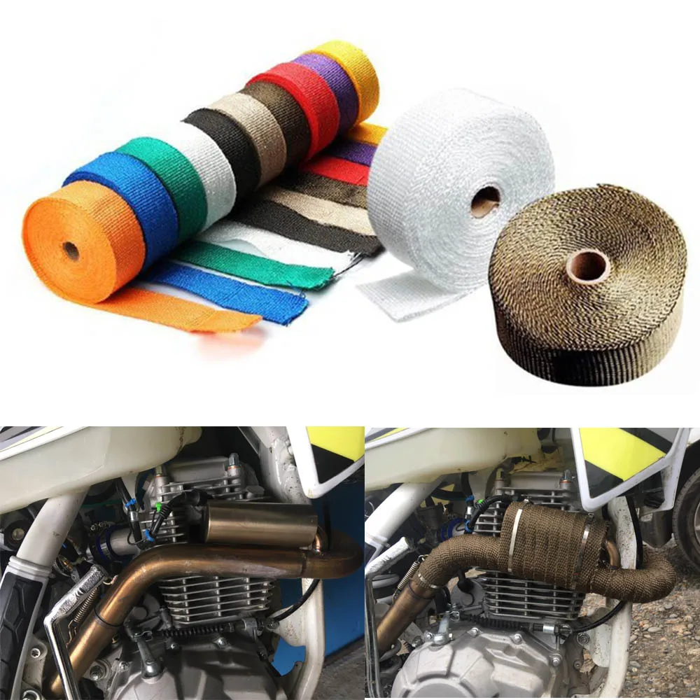 5m Car Motorcycle Header Insulation Cotton Cloth Heat Wrapped Tape Auto Exhaust Pipe Cloth Turbo Glass Fiber Tape