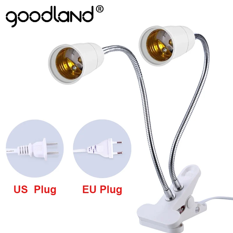 Goodland Desk Lamp Holder E27 Base Light Socket Table Light EU US Plug Gooseneck Clip-On Cable With On Off Switch for Home Plant