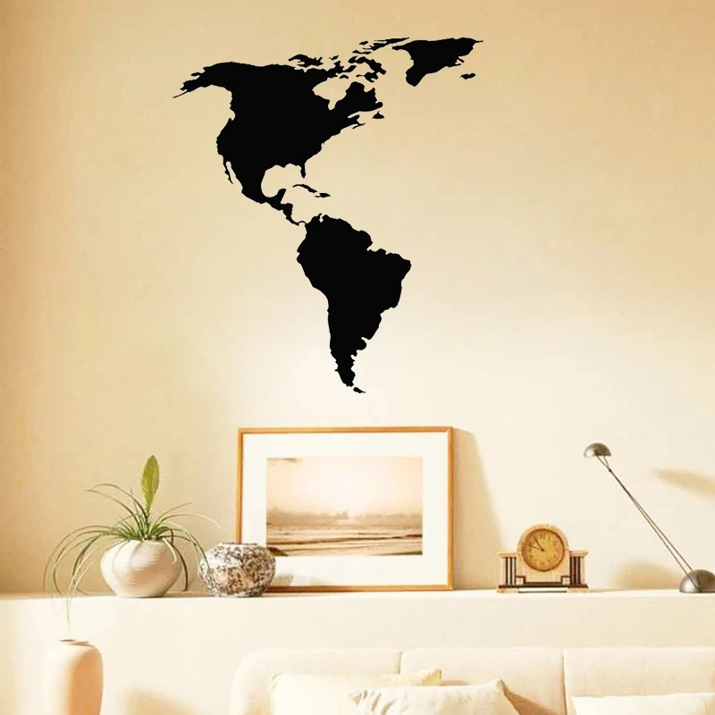 North And South America Continent Wall Sticker Living Room Bedroom Wall Decal Art Murals Geography Wallpaper Poster Decoration