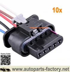 Longyue 10x Mass Air Flow Sensor MAF Harness 5 PIN Connector Wire 4F0973705 5P