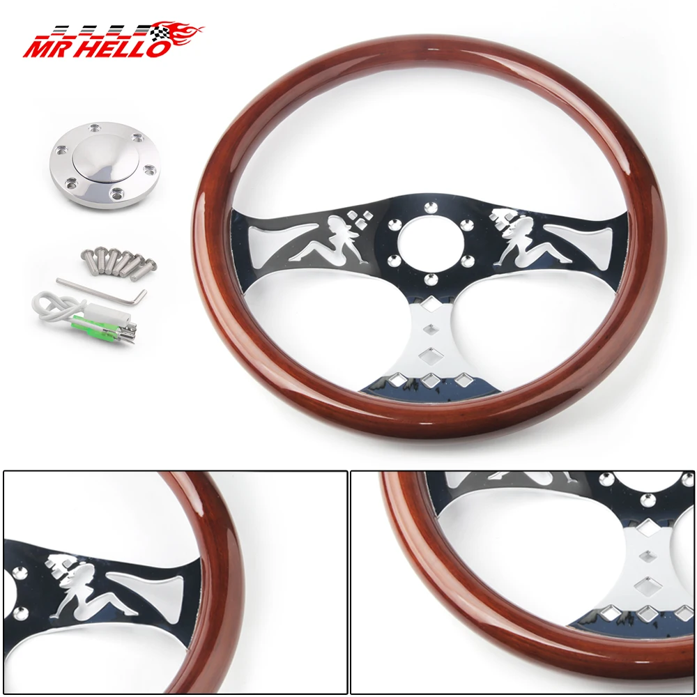 380mm 15 inch Universal Auto steering Wheel Drifting Steering Wheel Copy Wood Sports Turning Wheel