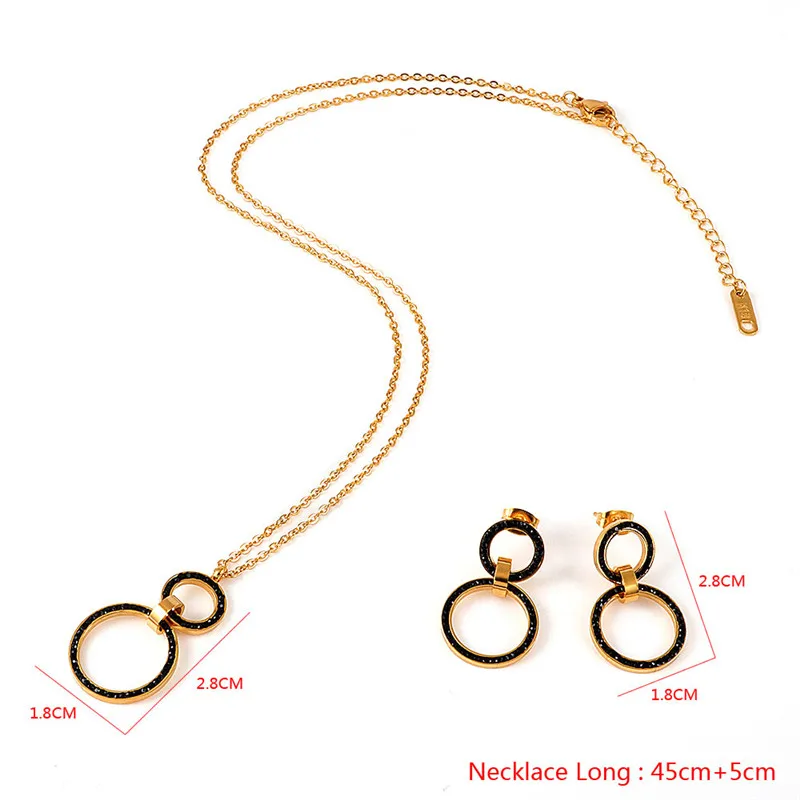 Full Crystals Roman Numeral Choker Necklace & Earrings Sets Stainless Steel Round Circle Clavicle Necklace for Women Jewelry