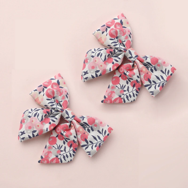 Pinzas para el pelo con estampado Floral para niñas, pasador para el pelo, pasador de algodón Liberty, accesorios para el cabello de verano, 2