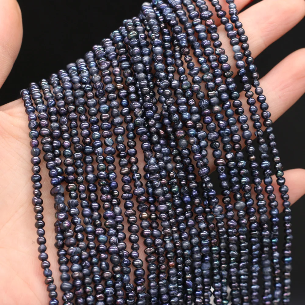 Natural Freshwater Pearl Beads Black Rice shape Loose isolation Beads For jewelry making DIY necklace bracelet accessories