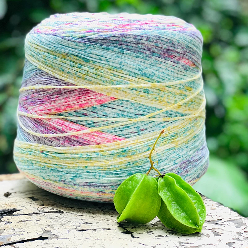 Limited 500g beautiful rainbow space dye Flat belt Bandlet yarn for knitting crochet Tape yarn DIY Crafts weave thread X5172