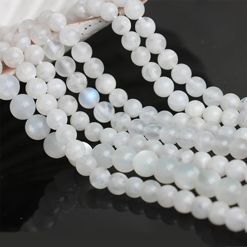 AAA+ Natural White Moonstone Stone Round Loose  Beads for Jewelry Making DIY Bracelets 6/8/10mm Gems Beads