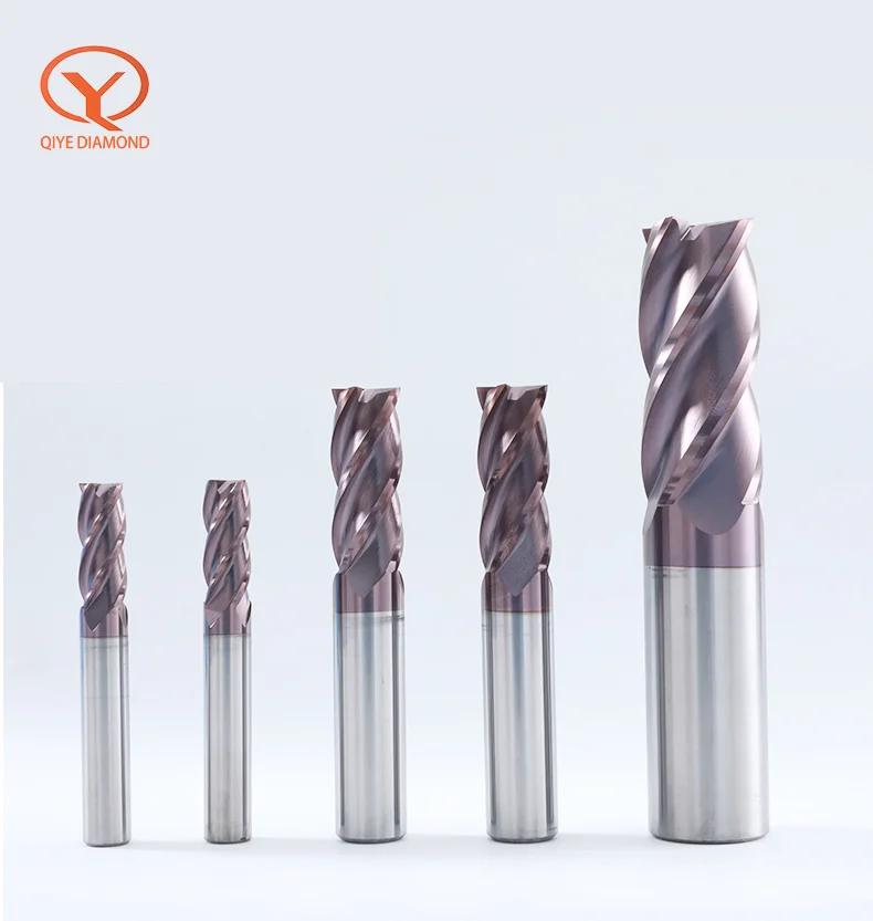 QIYE cnc Carbide End Mills Tungsten Machine Milling Cutter Tools HRC62  Metal Key Seat Face Router Bit 1mm 2mm 3 4 5 6 7 8 9 MM