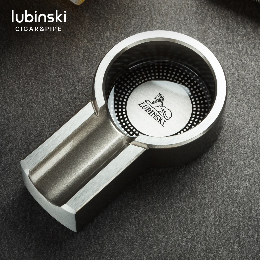 LUBINSKI Metal Cigar Ashtray Travel 1 Holder Stand Mini Pocket Car Ashtrays