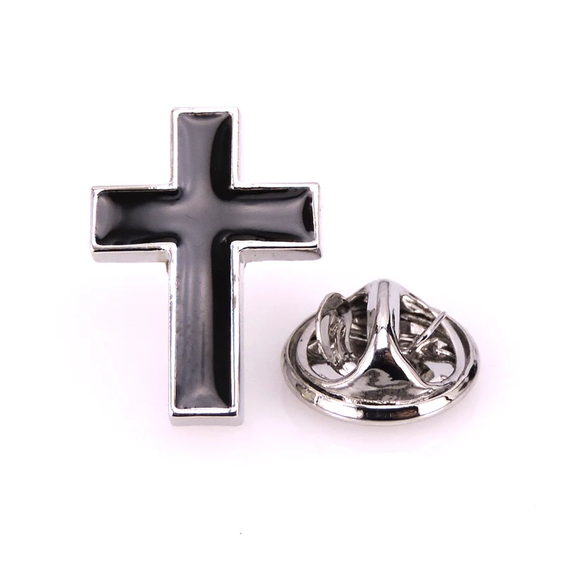 New black cross Brooch high quality men's suit Brooch Lapel Badge Pin men's Wedding Shirt Lapel Brand Jewelry Pin