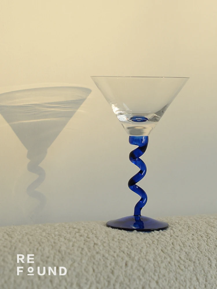 zq Twist Spring Cocktail Glass Champagne Martini Goblet European-Style Mid-Ancient Niche Fun