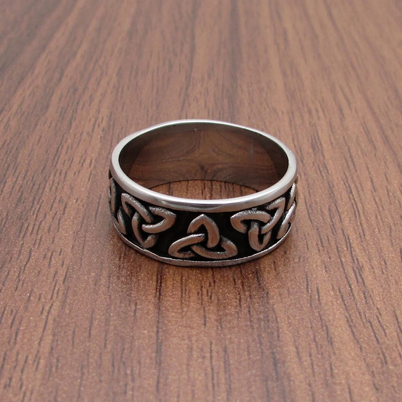 Free Shipping Vintage 316L Stainless Steel Celtics Symbol Trinity Knot Ring Amulet Nordic Jewelry Gift