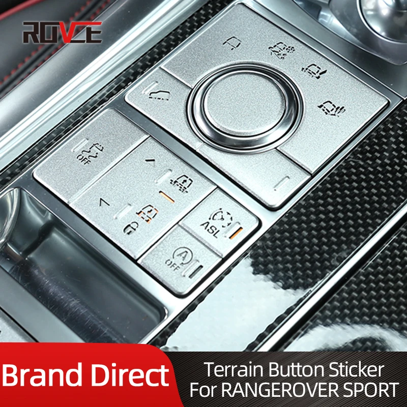 

ROVCE 9pcs Aluminum Alloy Interior Center Console Mode Adjustment Button Stickers For Range Rover Sport 2014-2017 Car Styling