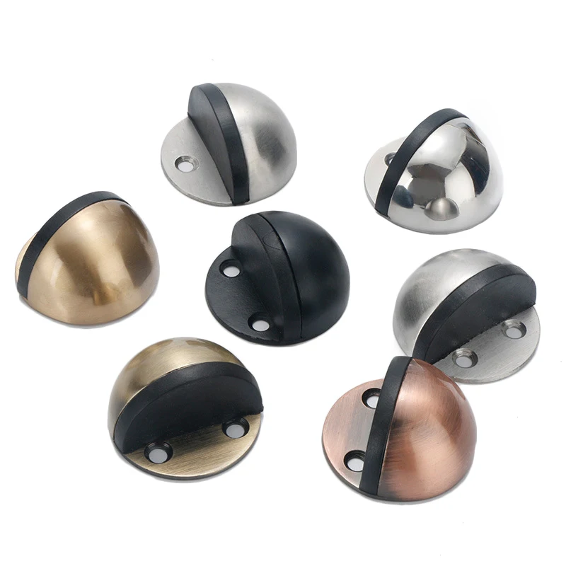 Floor-mounted Door Stops Stainless Steel Glass Door Rubber Semi-circular Anti-collision Punch Free Door Stop Wood Door Holder