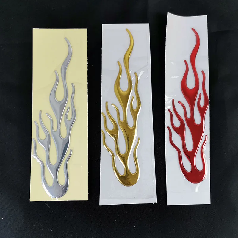 3D Fire Flame Auto Emblem Badge Soft PVC Chrome Styling Car Sticker for Rearview Mirror Motorcycle Decal