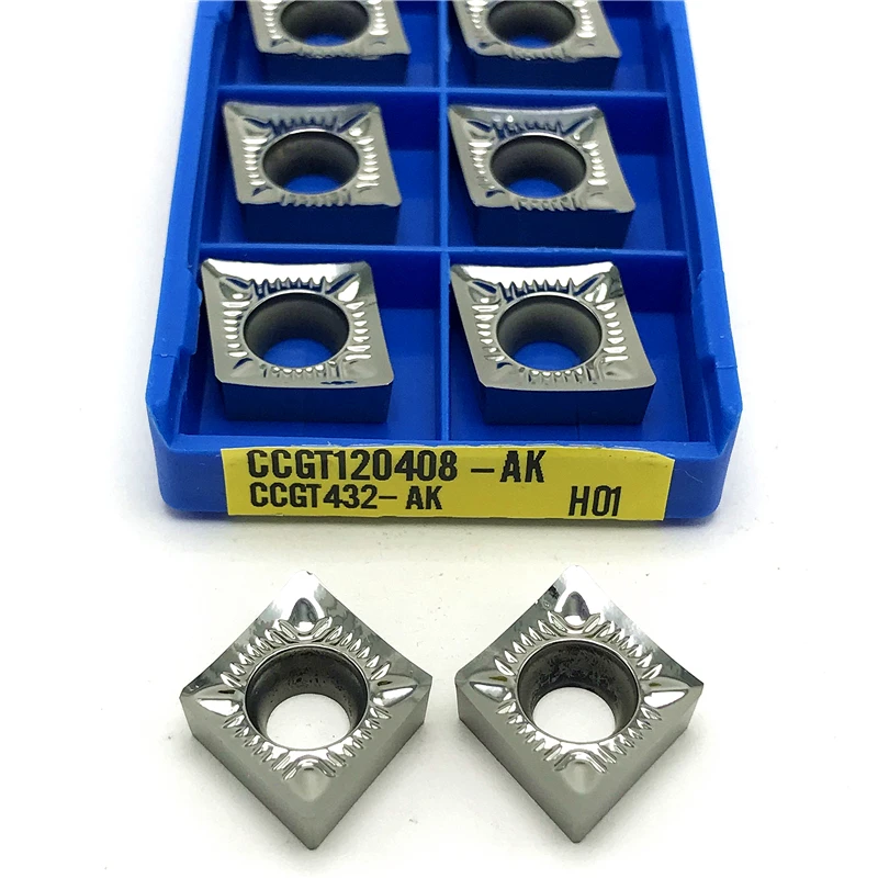 Imagem -05 - Inserção Original Ccgt 120402 120404 Cnc Carboneto de Alumínio Lâmina Transformando Ferramenta Corte Ccgt120402 Ccgt120404 Ccgt120408 ak H01 100