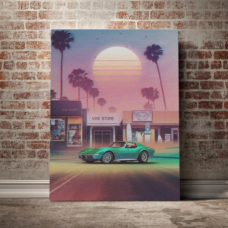 Modular Pictures Home Synthwave Sunset Drive Decoration Moon Wall Art Modern Canvas Prints Painting For Bedroom Poster No Frame