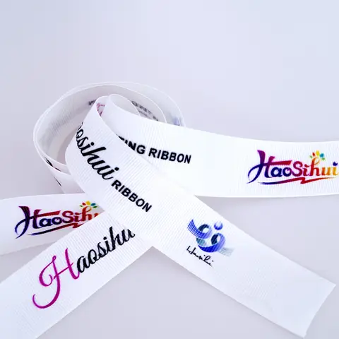 HAOSIHUI Anpassat Grosgrainband Tryckt Enkelsidigt 10~50~100 Yards Polyester Tvättbart Bleknar Inte 10 best sales marinblått band - №10
