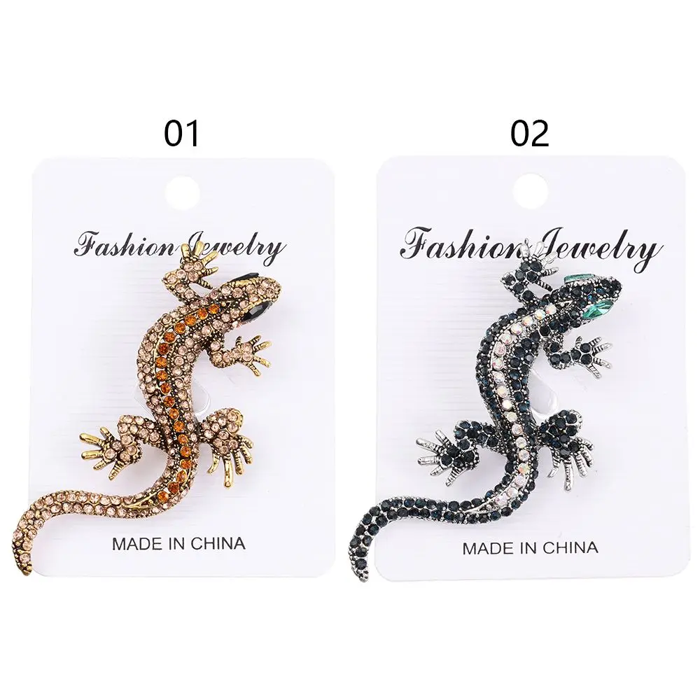 Gift Pin Bag Clothes Label Suit Accessories Lizard Gecko Brooch Rhinestone Retro Animal Brooch