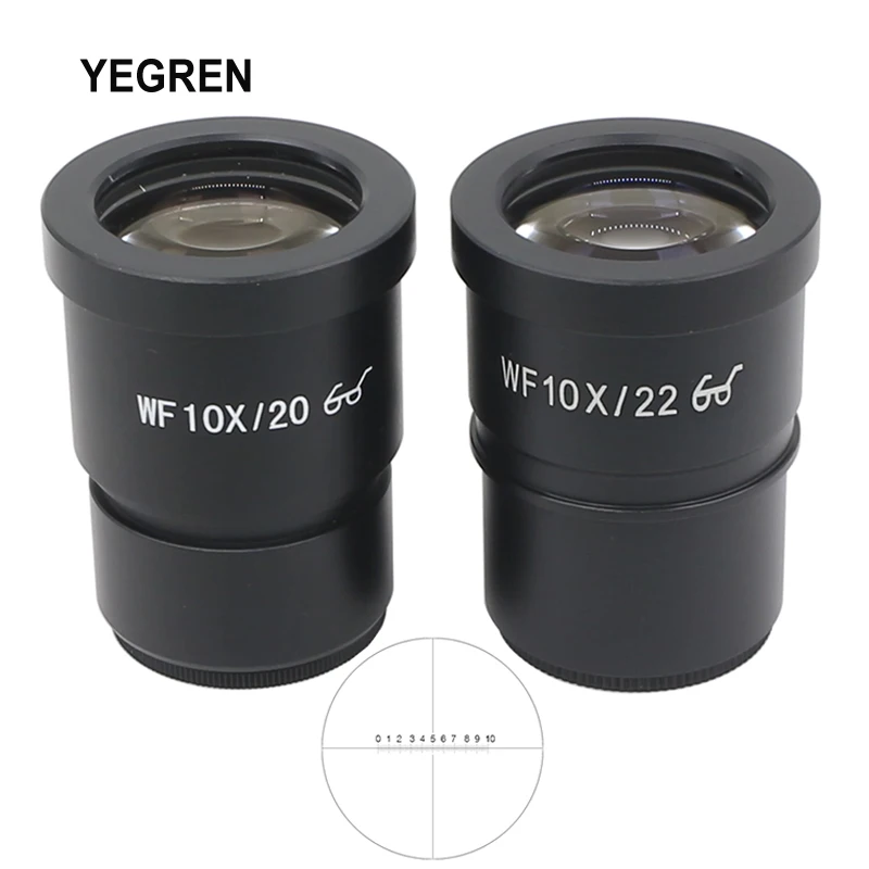 WF10X/20 WF10X/22 Wide Angle High Eyepoint Eyepiece Optical Ocular Lens f/ Stereo Microscope with Cross Reticle Scale Micrometer