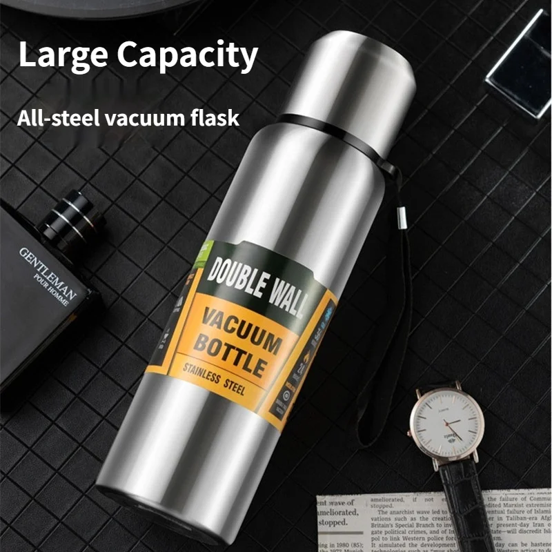 Stainless Steel Thermos Vacuum Flask Outdoor Portable Car Coffee Water Bottle with Filter Insulated Bottle 600/800/1000/1500ML