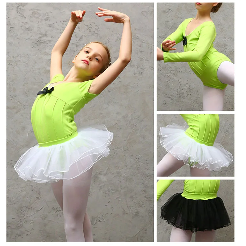 Girl Short Sleeve Ballet Gymnastics Dance Leotard Set With Detachable Skirt Ballerina Bodysuit Training Wear