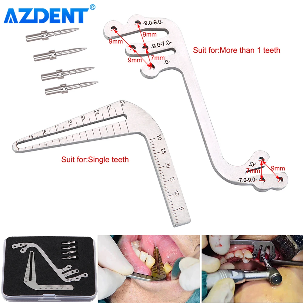 AZDENT Dental Implant Guide Set Oral Planting Locator Positioning Guide Drilling Ruler Angle Ruler Implant Dentistry Tools