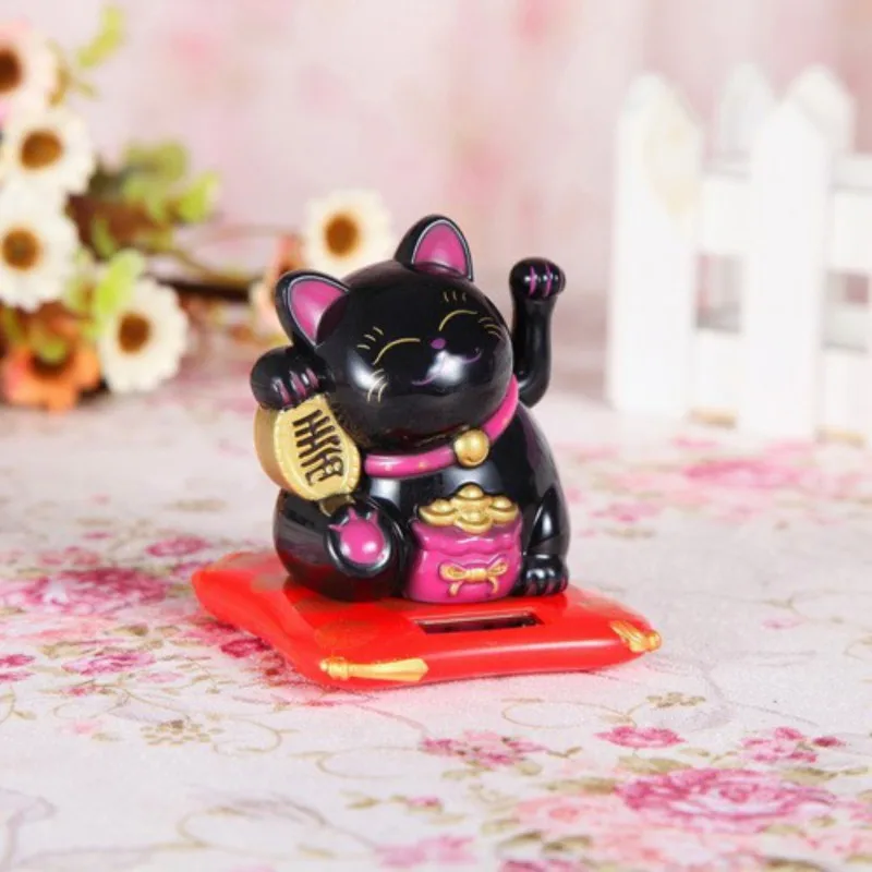 Chinese Lucky Cat Solar Powered Gold Waving Cat Hand Paw Up Wealth Prosperity Welcoming Good Luck Waving Cat Birthday Gift