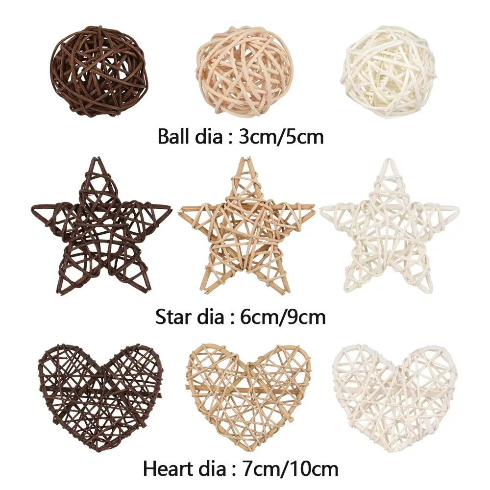 Gift Hanging Pendants Wedding Party Supplies Wood Coffee White Rattan Ball Heart Stars Home Decorations Christmas Tree Ornament