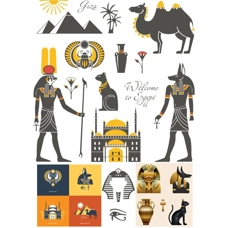 2 PCS Ancient Egyptian Pyramids DIY Uncut Decoration Scrapbook Stationery Diary Sticker Planner Cute Label Travel Stickers