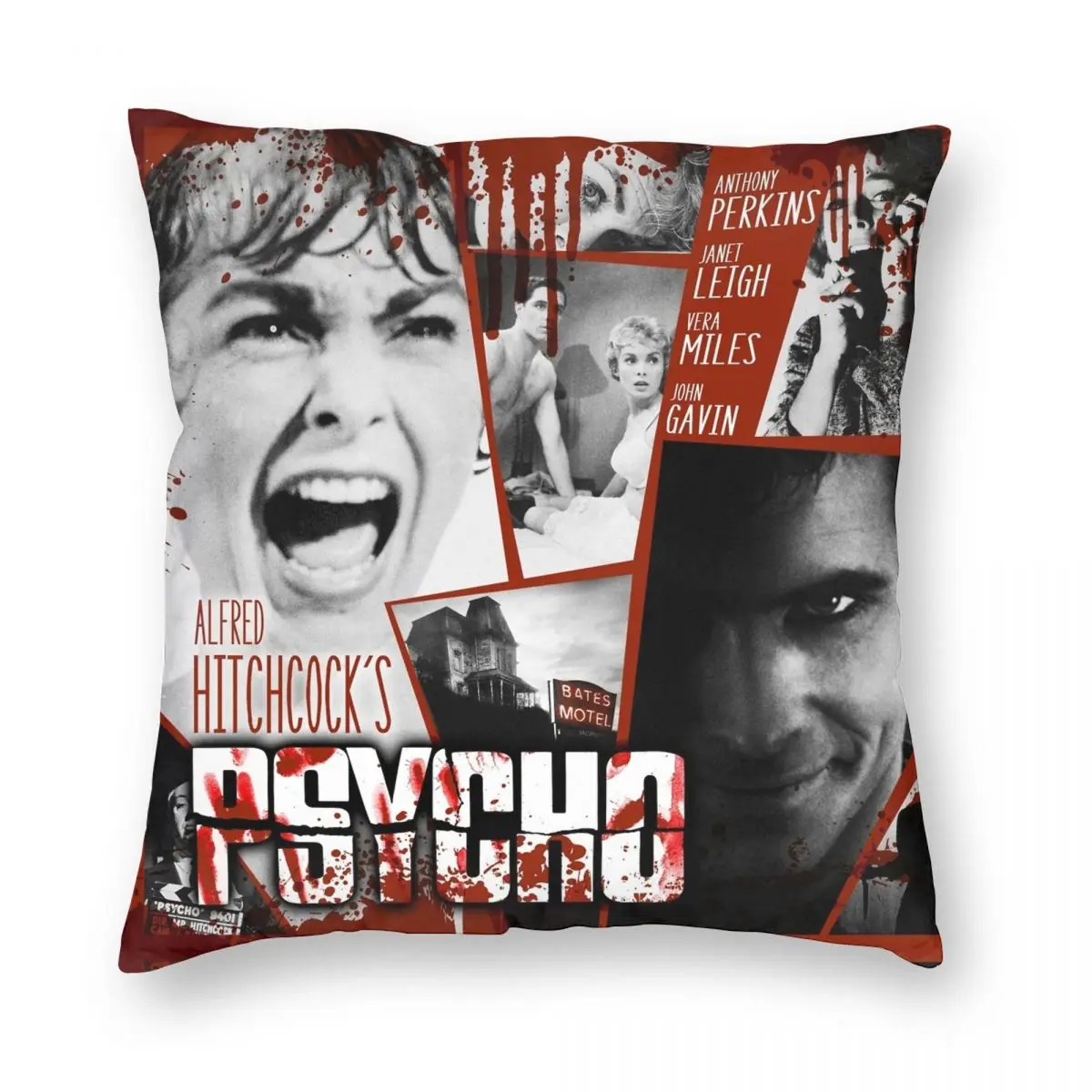 Hitchcock Psycho Movie Square Pillowcase Polyester Linen Velvet Creative Zip Decor Sofa Cushion Cover