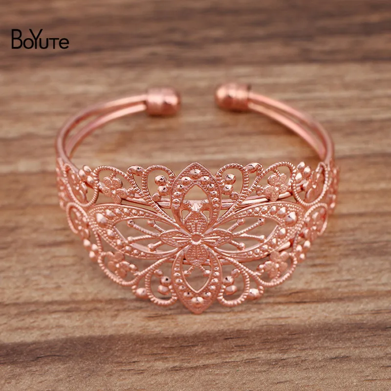 BoYuTe (5 Pieces/Lot) 65*60mm Metal Brass Filigree Bracelet Base Diy Bracelet Jewelry Accessories Handmade Materials