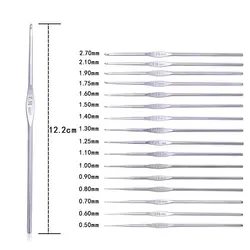 1PC Small Size Metal Handle Crochet Hook Knitting Needles Small Sizes 0.5-2.7mm Lace Crochet Needles Metal Hook for Lace Knit