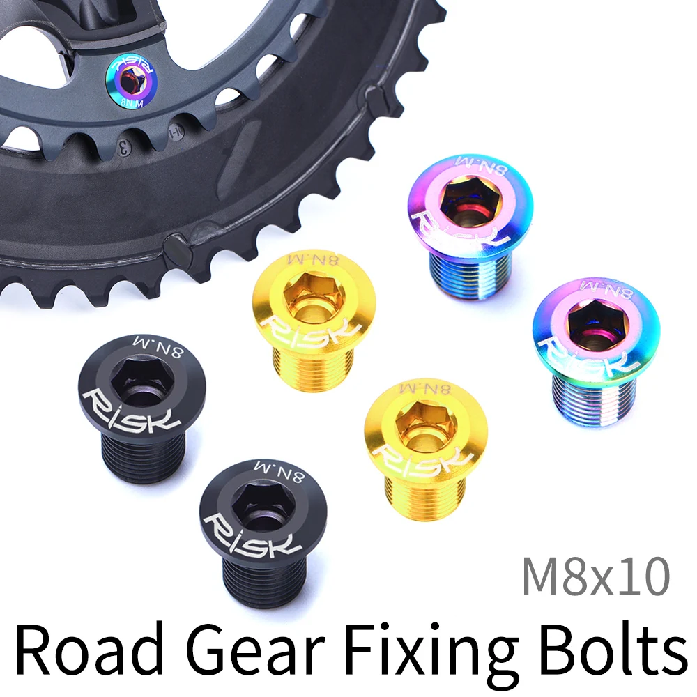 RISK MTB Road bicycle Crankset Chainring Bolts Nuts for BMX Fixed Gear Track single/double disc GR5(TC4) Titanium Alloy