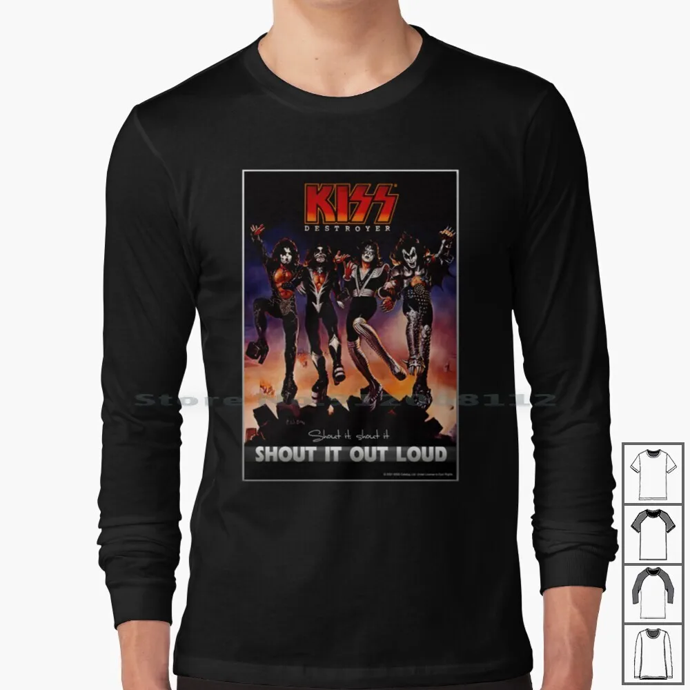 Kiss ? The Band-Destroyer-Shout It Out Loud Lyrics Long Sleeve T Shirt Fan Art Band Music Fanart