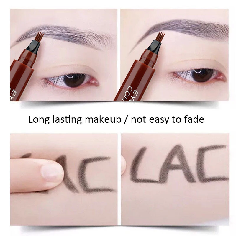 Lápis de sobrancelha líquido impermeável Microblade Brow Maquiagem Pen, Long Lasting Cosmetic, 4 Ponto