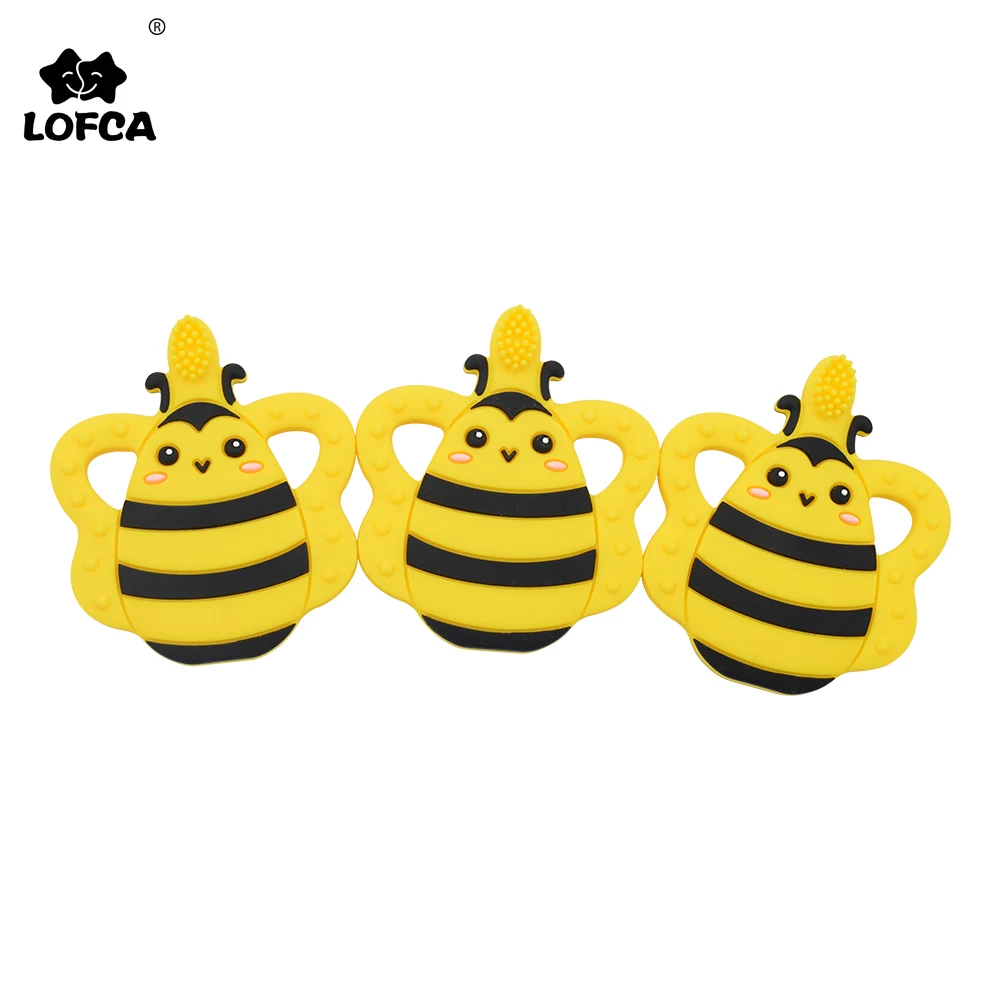 Baby Silicone Teethers Cartoon Bee Toothbrush Teething Toy BPA Free Food Grade Silicone Baby Charms Kids Nursing Teething Gift