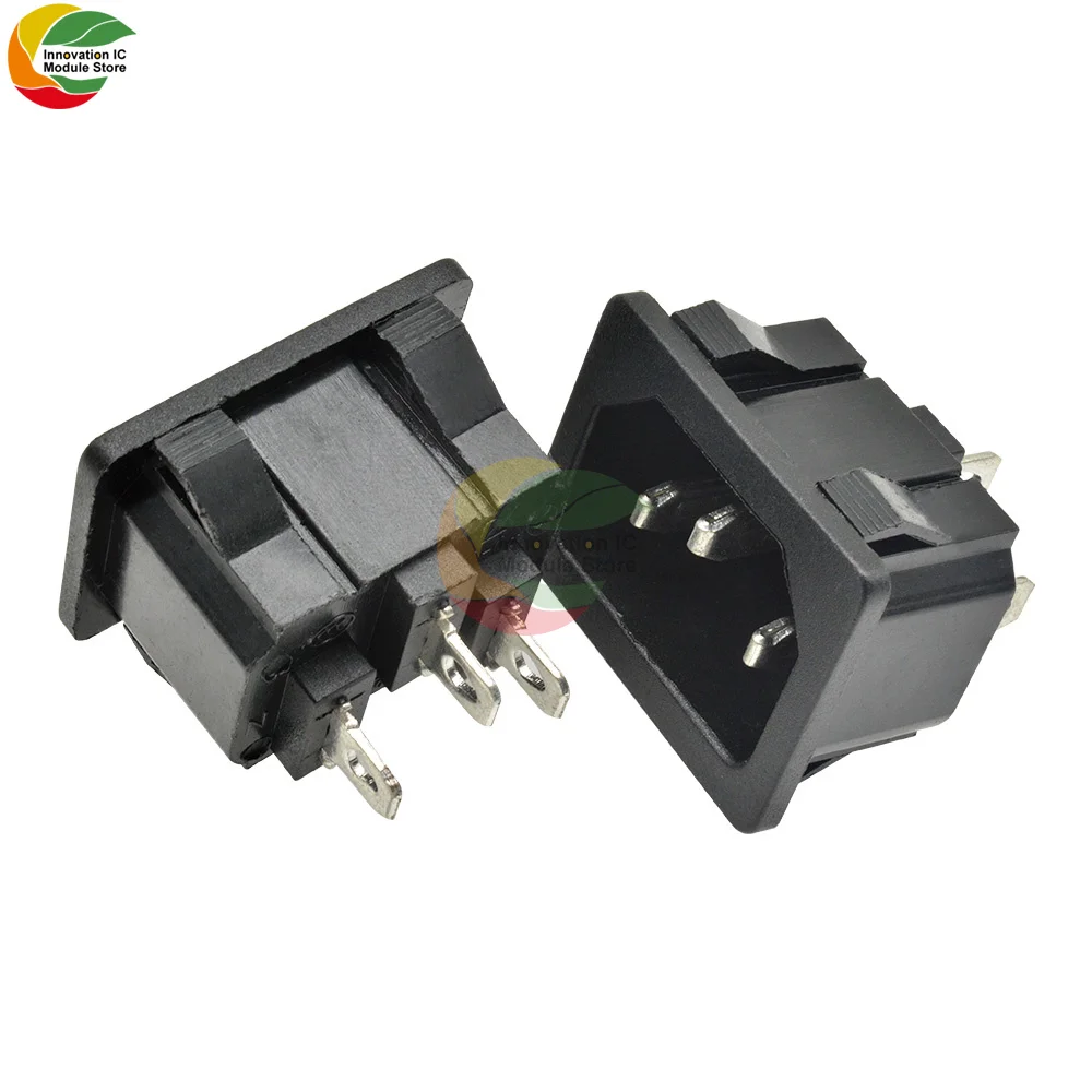 Ziqqucu AC-05 Snap-on AC Power Outlet 10A/250V Recessed Outlet Panel Mount Plug Adapter Power Connector 3Pin 3P Inlet Power Plug