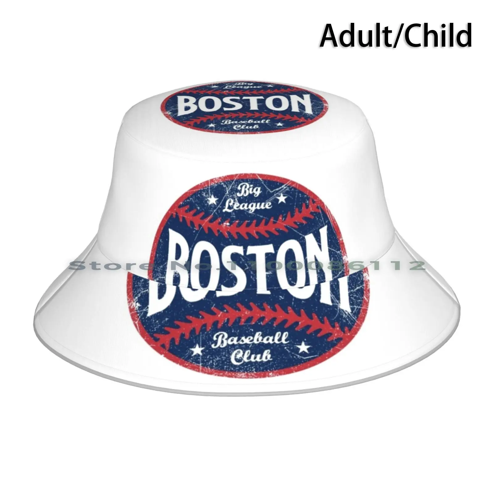 Boston Retro Big League Baseball-White Bucket Hat Sun Cap Boston Baseball Vintage Retro Big Papi David Ortiz Mookie Betts Many