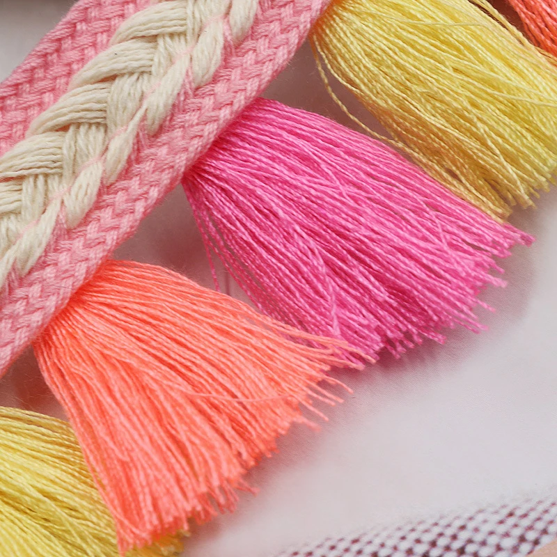 Tassel Lace Trim Polyester Tassel Fringe Trim Color Tassel Lace Ribbon Sewing Garment Accessory Clothing Curtain Home DIY Decor