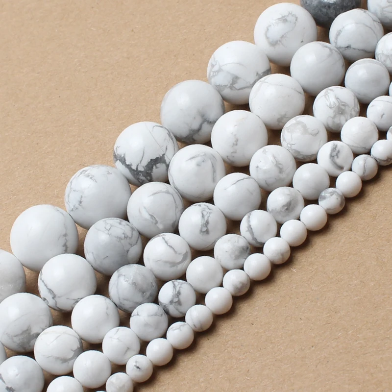 2/3/4/6/8/10/12mm Smooth Natural Howlite Stone Beads Round Loose Beads Diy Jewellery Making Bracelet Necklace 15\