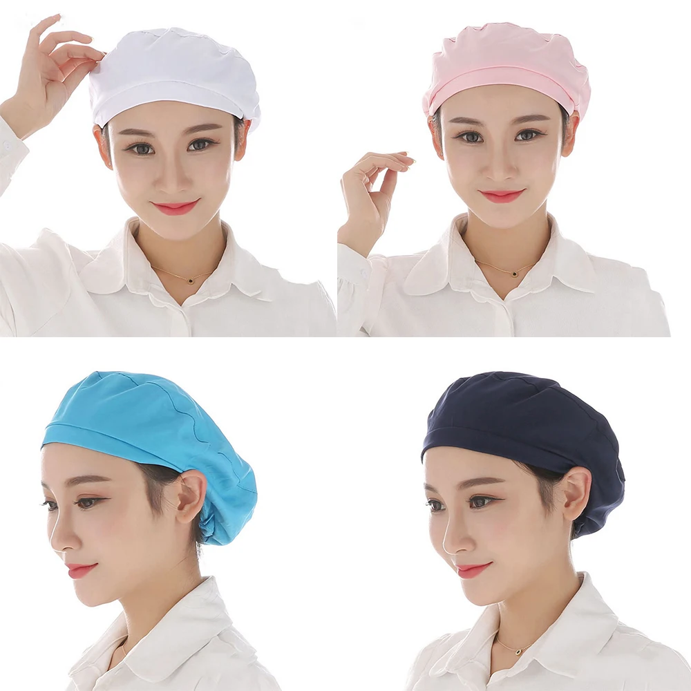 Men Women Food Service Caps Breathable Sanitary Dust Cap Workshop Canteen Kitchen Restaurant Hotel Bakery Waiter Chef Work Hats