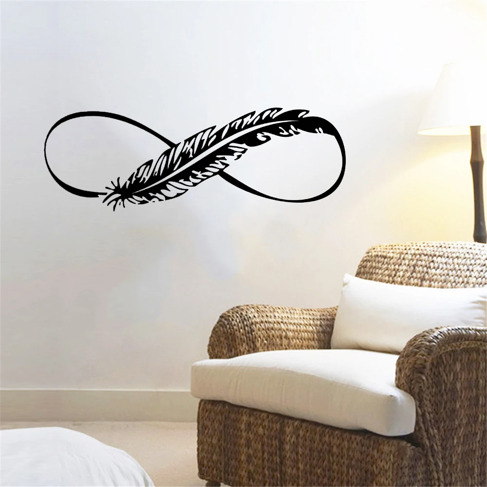 Art Vinyl wall sticker Feather Infinity Sign Removeable Boho Bedroom Car Window Room Decorative Decal Poster