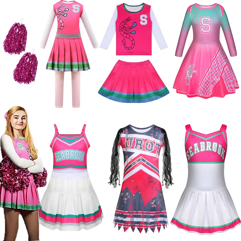 Kids Carnival Halloween Cheerleader Costume Cosplay Girls Addison Outfit Fancy Dress Zombie Cheer Camp Costumes Clothes for Girl