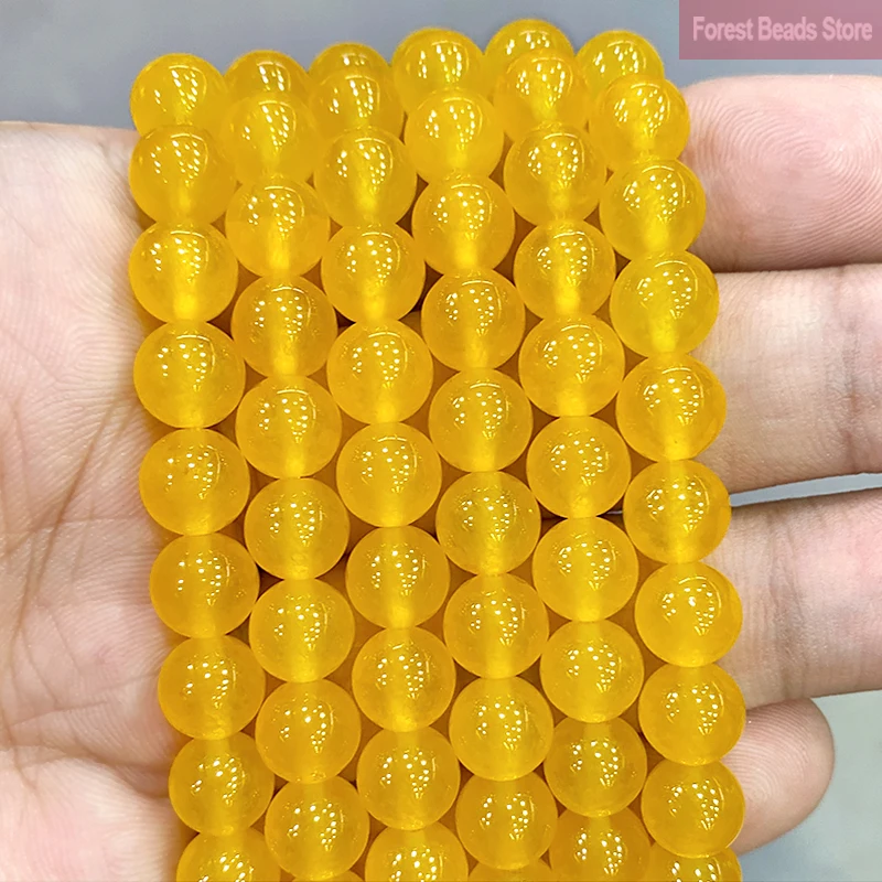 Naturalny kamień AAA żółty chalcedon Jades Spacer kule DIY bransoletka naszyjnik do tworzenia biżuterii 15 "Strand 4 6 8 10 12 14MM