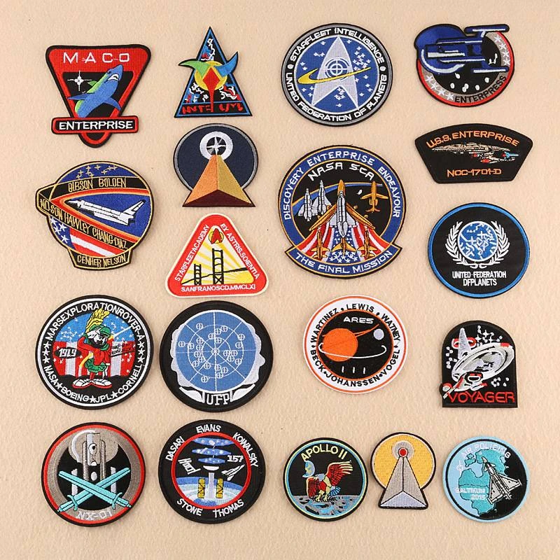 UFO Space Stickers Planet Embroidered Patches for Clothing DIY Iron on Patch on Clothes Morale Alien Patch Mountain Badge