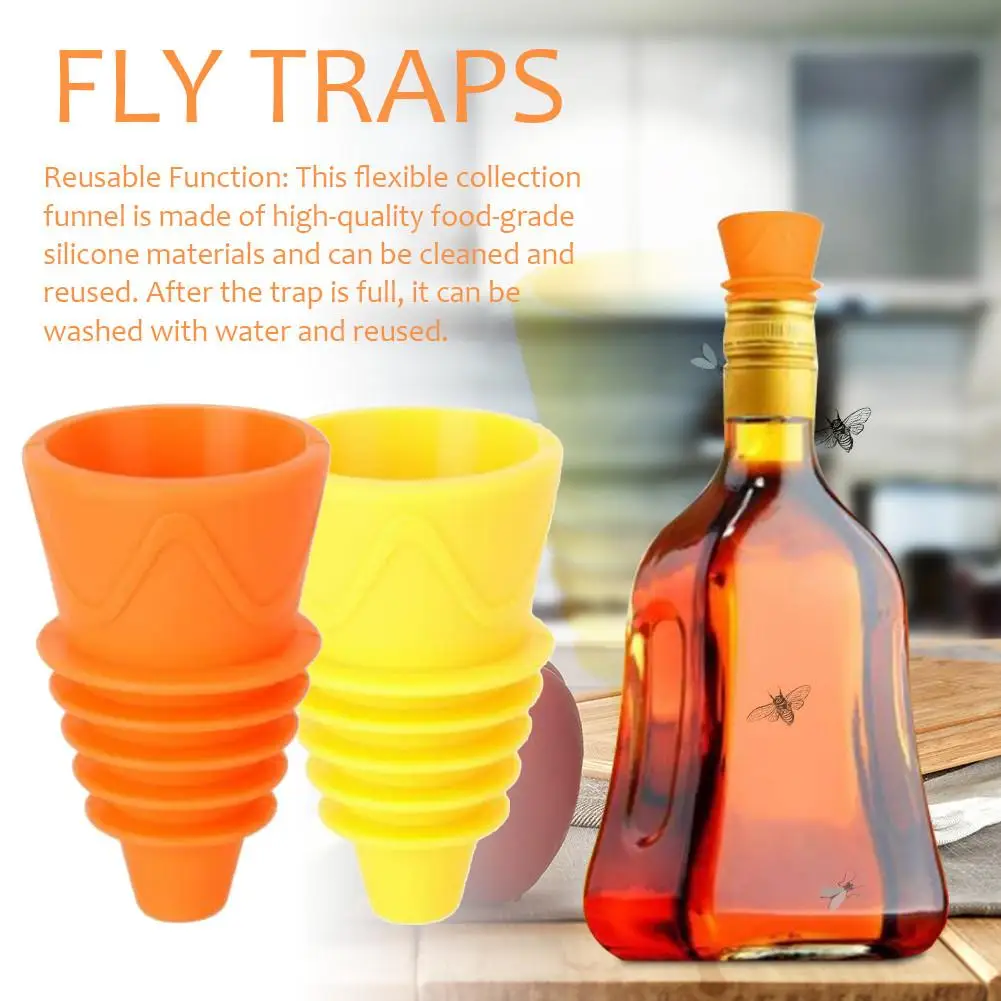 Flies Trap Funnel Reusable Non-toxic Silicone Fruit Fly Trap Pests Control Catcher Killer Practical Insect s Trapping Funnel