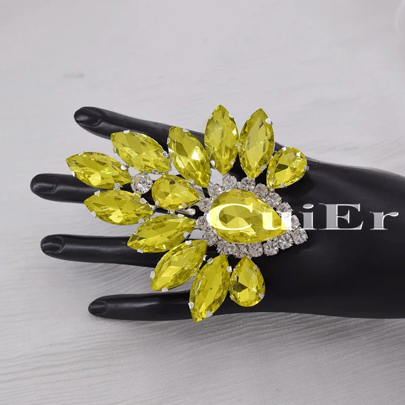 CuiEr Luxury 3.7inch Rhinestones Oversized Big Large Crystal Adjustable Statement Party Ring Drag Queen strass AB crystal